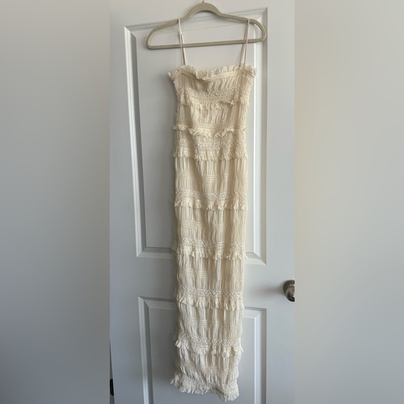 House of CB Cream Solana Sequin Smocked & Shirred Cocktail Dress - Picture 3 of 5